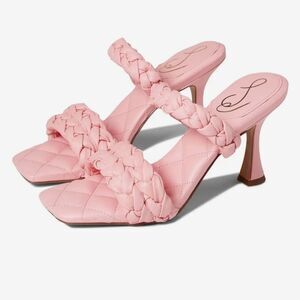 Sam Edelmam Meghan Braided Square Toe Heel Sandals in Cactus Sz 7